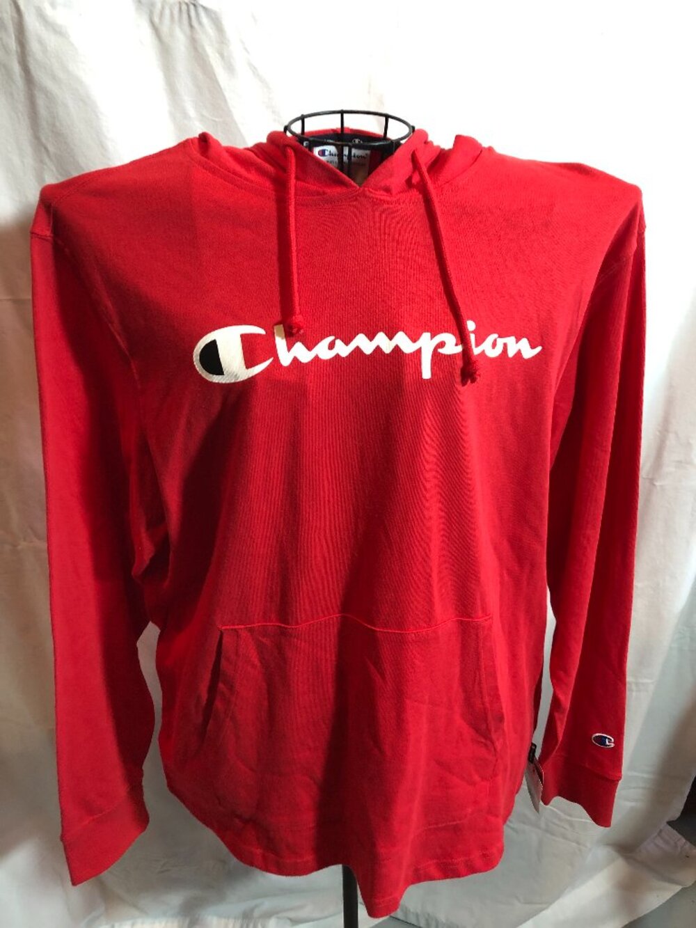 NWT Mens LARGE Red Champion Hoodie Sweatshirt 22.5" Pit to Pit #KD